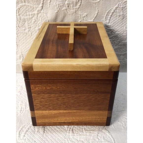 Handmade Wood Cremation Urn Study Made In USA Solid Wood Brass Hardware Adult - Picture 2 of 10